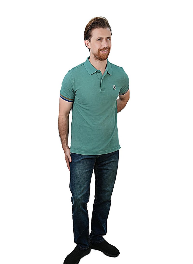 GIORDANO Men's Performance Polo: Classic Piqué, Tipped Collar, Embroidered Detail - Image 2
